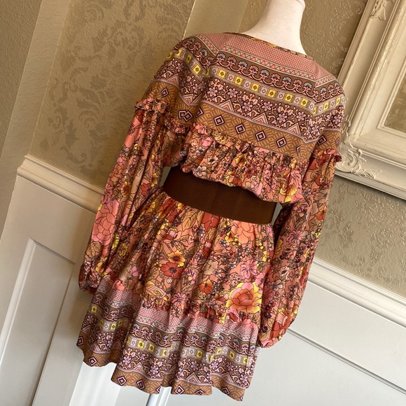 NEW - Boho Gypsy Floral Mini Ruffle Dress - Picture 6 of 8